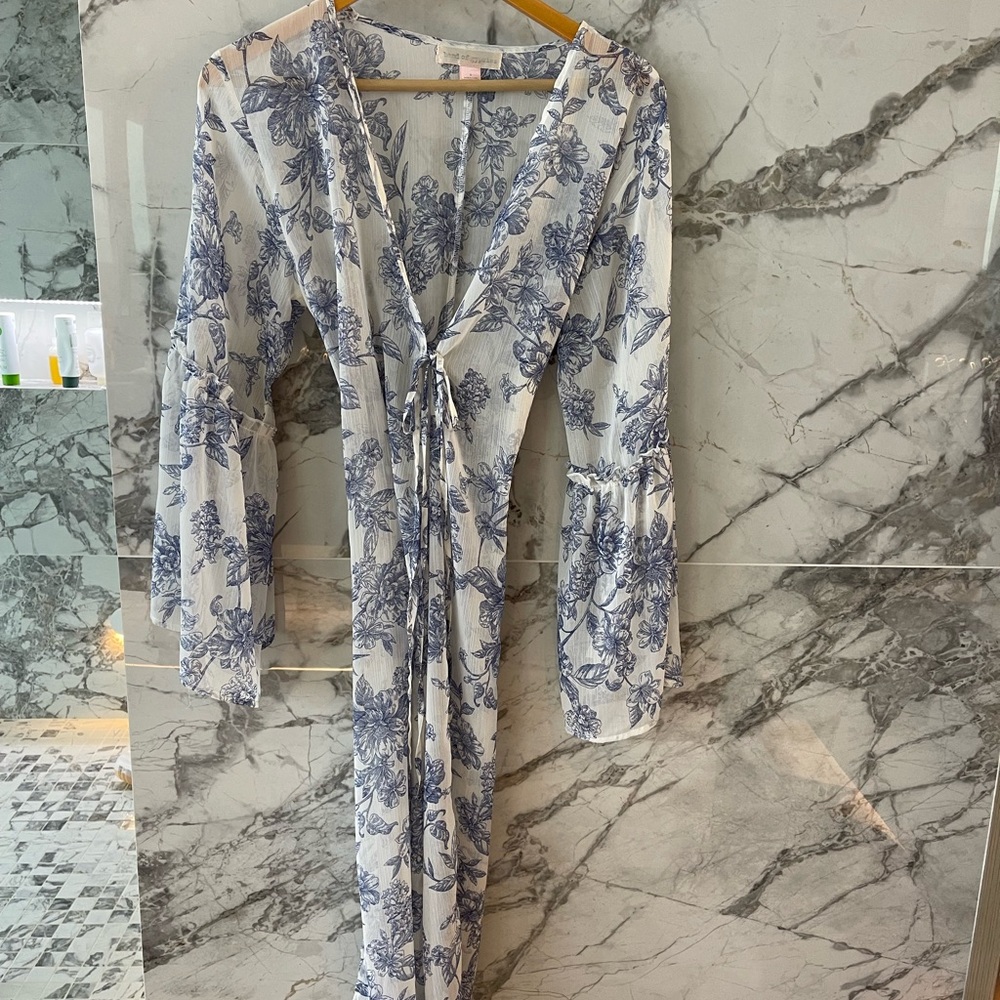 Band of Gypsies white & blue chiffon duster